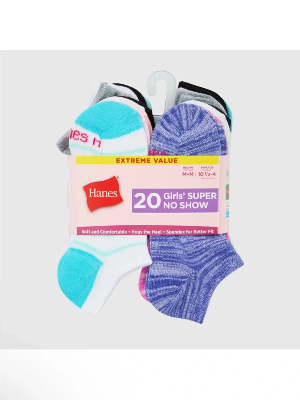 Hanes Girls' No Show Socks - Multiple Colors